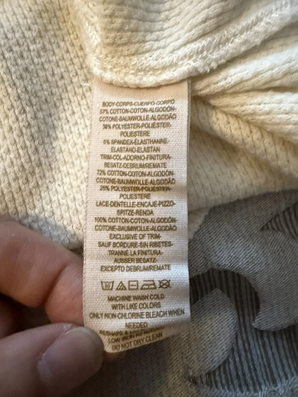 Free People Kombucha Cuff Thermal Top Ivory Waffle Knit Crochet Women's Medium
